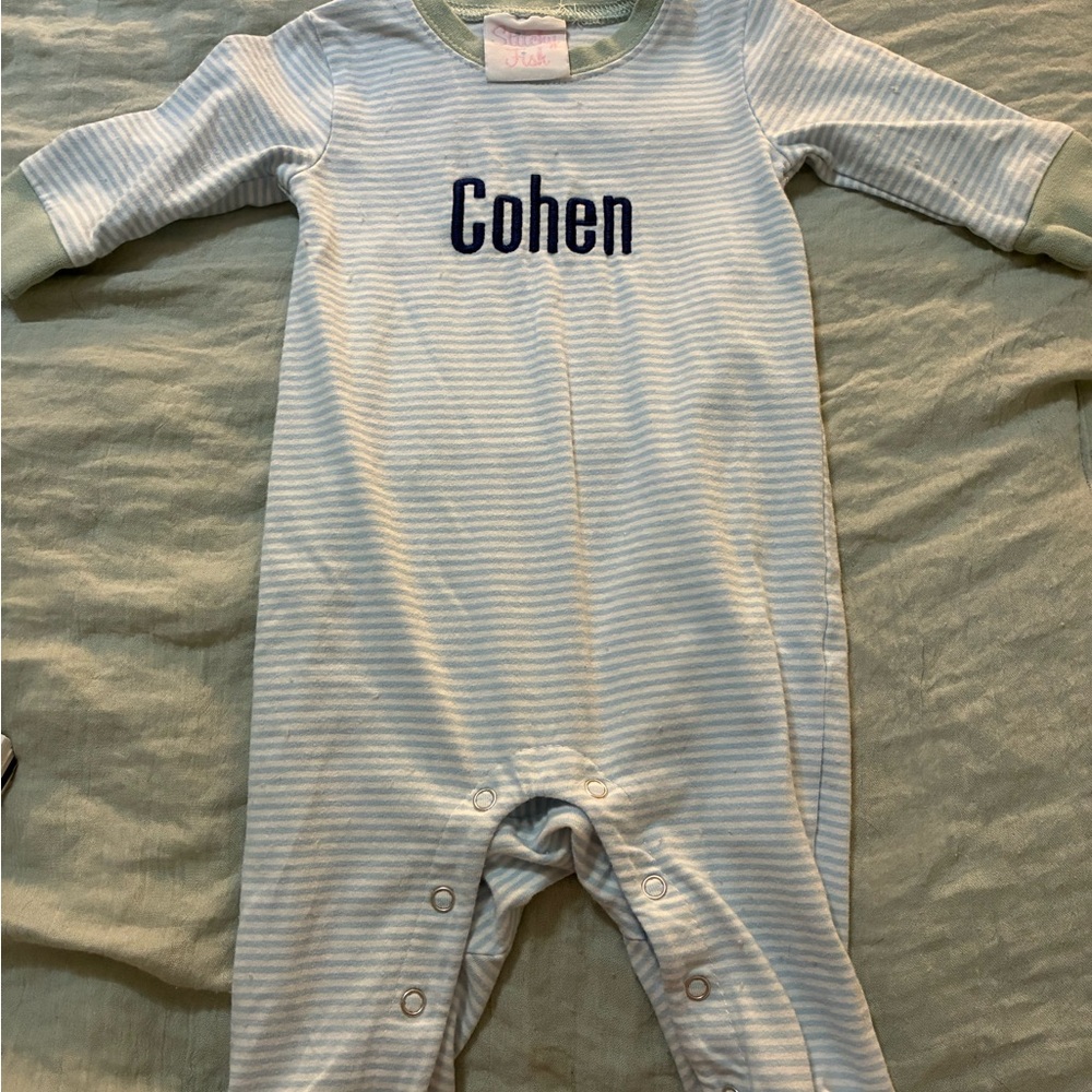 Striped Blue and Green Kids One Piece